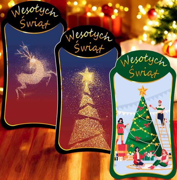10x premium juletiketter för jullikörflaskor