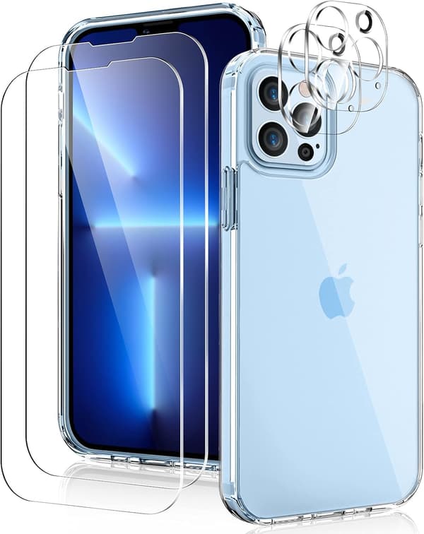 SILIKONEETUIS TIL APPLE IPHONE 13 PRO 6.1" + 2x GLAS TIL SKÆRM OG LINSER