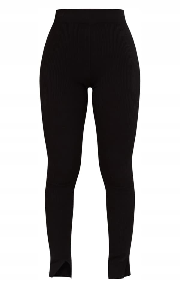 PRETTYLITTLETHING SORTE RIBBEDE BUKSER M M6B
