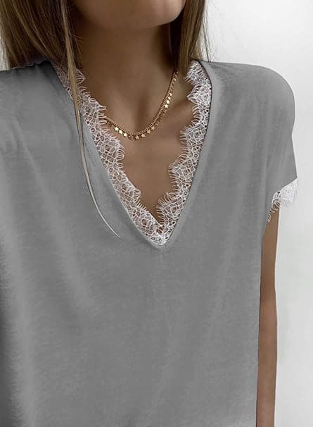 DAME GRÅ BLONDE SOMMER T-SHIRT M