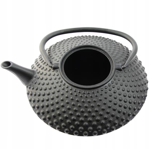 Støbejernskedel 1,25L sort infuser med si til te og krydderurter