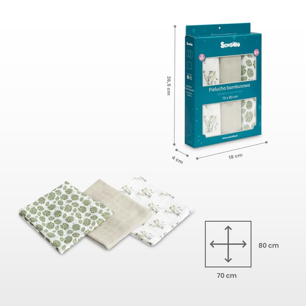 BAMBUBLÖJOR 3-pack DINO GRÖN 70X80