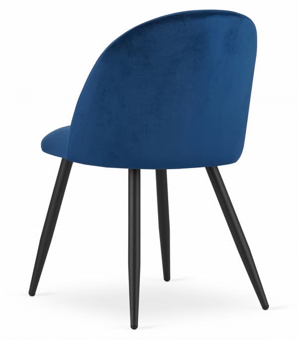 BELLO stol - marineblå fløjl / sorte ben x 2