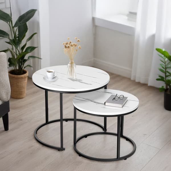 Set med två Galen Small loftbord i vit marmor