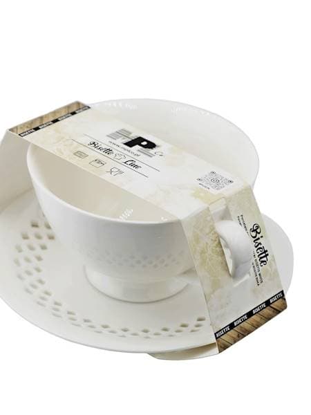 HVID KERAMIKOP 260 ml MED ÅBEN UNDERKOP TIL KAFFE OG TE