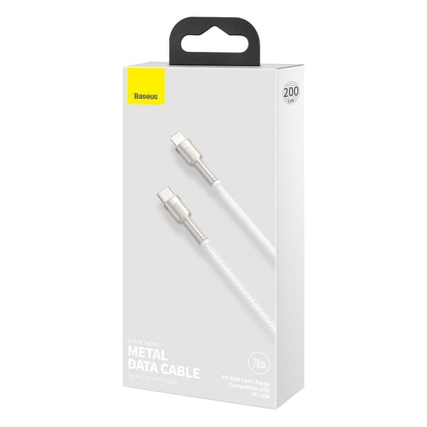 Baseus Cafule USB-C - Lightning -kaapeli, PD, 20W, 2m (valkoinen)