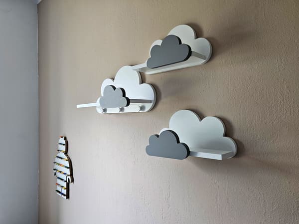 Cloud Shelves Set om 3 MOLI med galgar - Premium