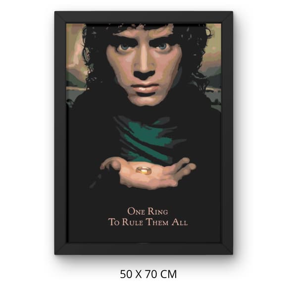 Måla efter nummer-bild med ram Frodo med ringen 50x70 cm