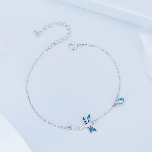 Silverarmband med trollslända och justerbar längd, silver 925