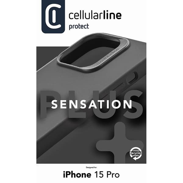 Cellularline Sensation Plus - iPhone 15 Pro -kotelo MICROBAN-pinnoitteella (musta)