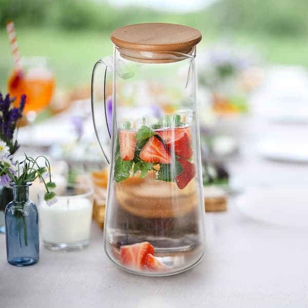 Lasinen kannu bambu kannella 1,35 l