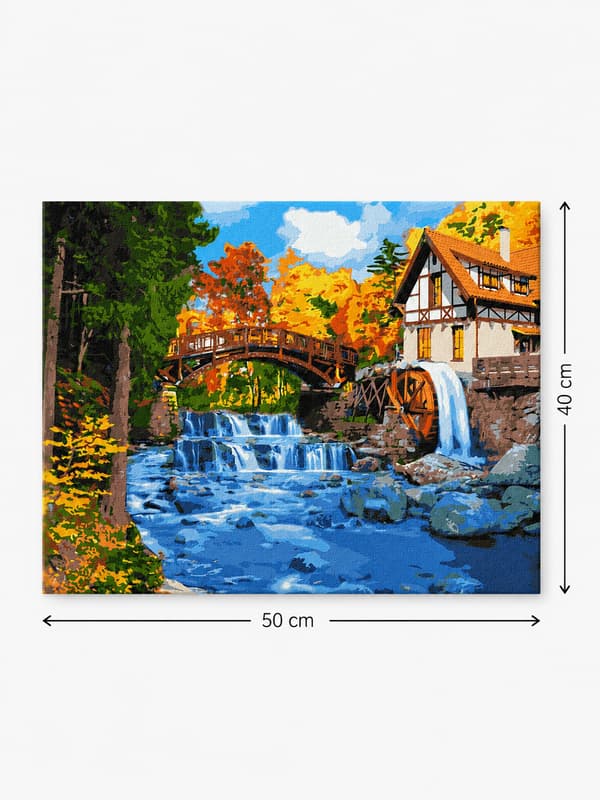 Målning med siffror med ram husmotiv 50x40 cm