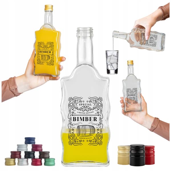 5x Wave-flaskor 500 ml Med tryck FÖR hembränt vodka tinktur glasflaskor