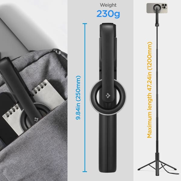 SPIGEN S580W MAGSAFE BLUETOOTH SELFIE STICK LANGT STATIV SORT