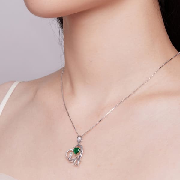N076 Hjärta Orm Kristall Silver Justerbart Halsband