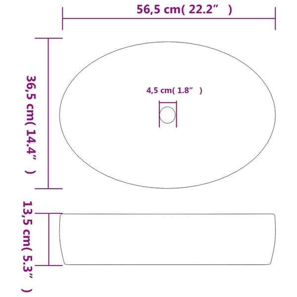 vidaXL bordvask sort og blå oval 56,5x36,5x13,5 cm