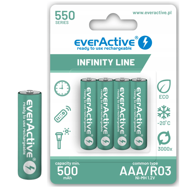 R03 batteri 4BL Everactive Infinity Linje NI-MH AAA 773708