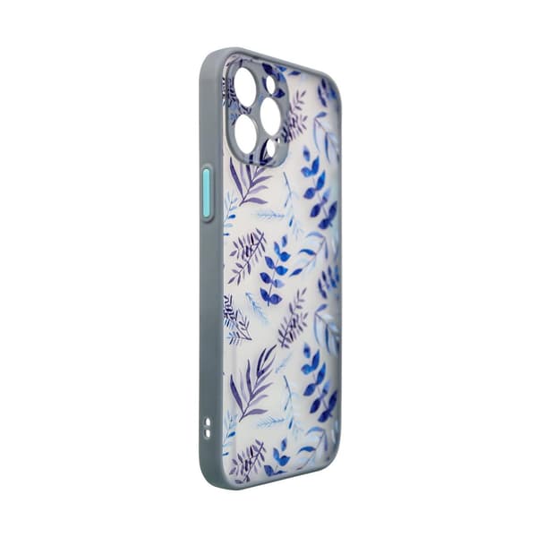 Design-cover til iPhone 12 Pro Max med blomstermotiver, mørkeblå