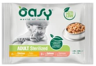 Oasy | Lifestage | MULTIPACK våtfoder för katter 4x85g - Multipack för vuxna | Steriliserad 4x85g