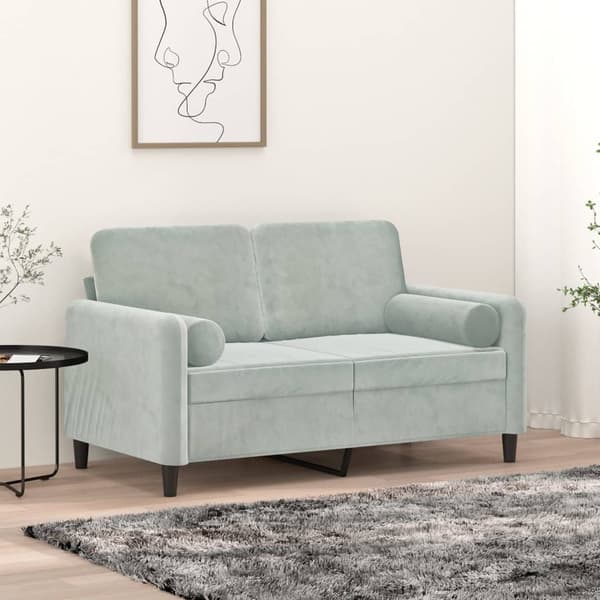 vidaXL Prydnadskuddar, set om 2, ljusgrå, Ø15x50 cm, sammet
