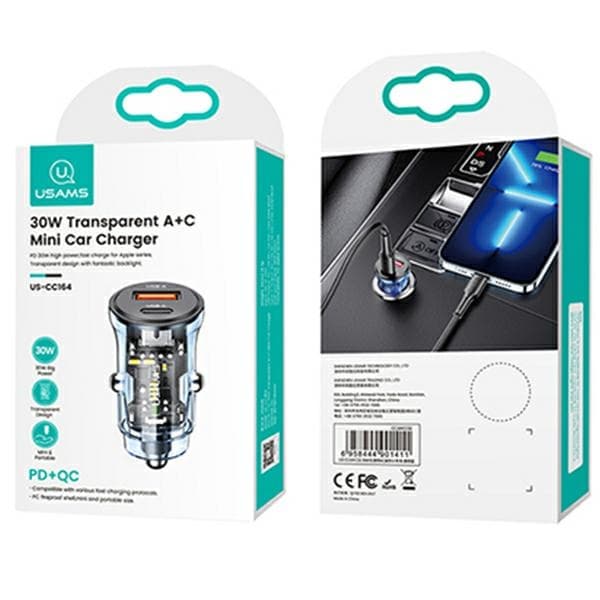USAMS Ład. sam. 1xUSB+1xUSB-C C32 30WPikalataus, nilkkurit/sininen CC164CC02 (US-CC164)