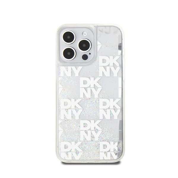DKNY Liquid Glitter Multilogo - iPhone 15 Pro Max-skal (vitt)