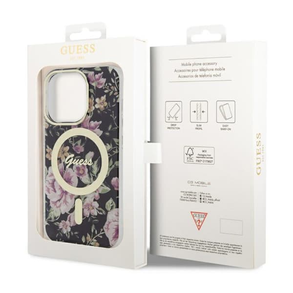 Guess Flower MagSafe - iPhone 14 Pro cover (sort)
