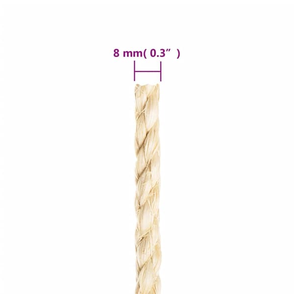 vidaXL-rep, 100 % sisal, 8 mm, 50 m