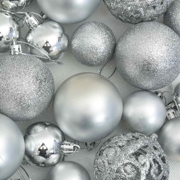 vidaXL 111-delars julgranskulor, silver, polystyren