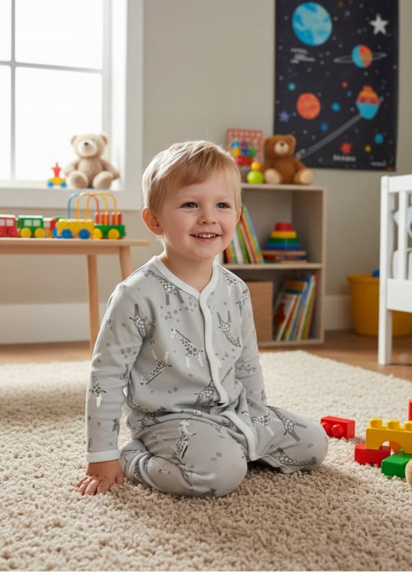 Kaftan barnkaftan 110 knäppskjorta långärmad giraffer