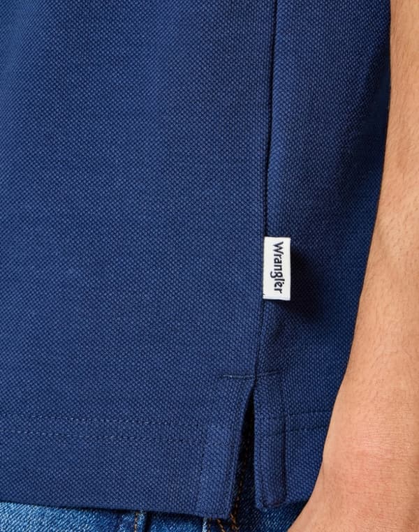 Wrangler SS polo marinblå bomull polo logo regular M