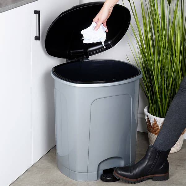 Soptunna med pedal plast grå 50 l