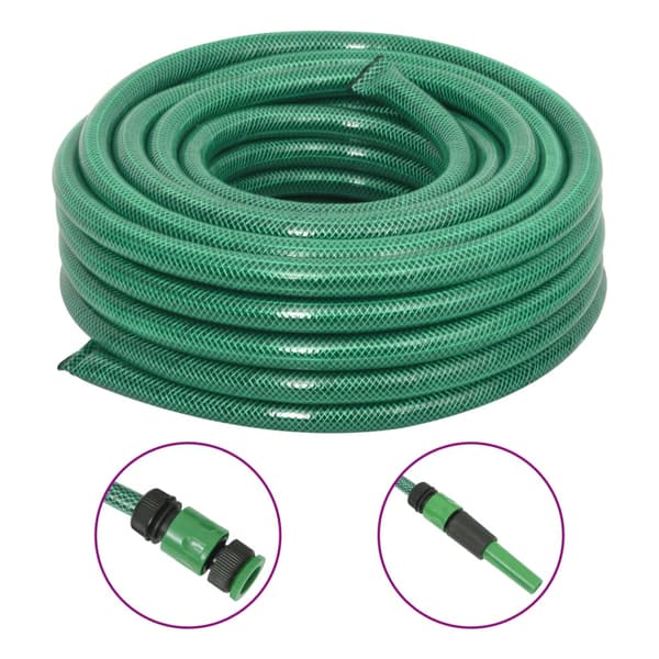 vidaXL Trädgårdsslang med kopplingsset grön 0,9", 10 m PVC