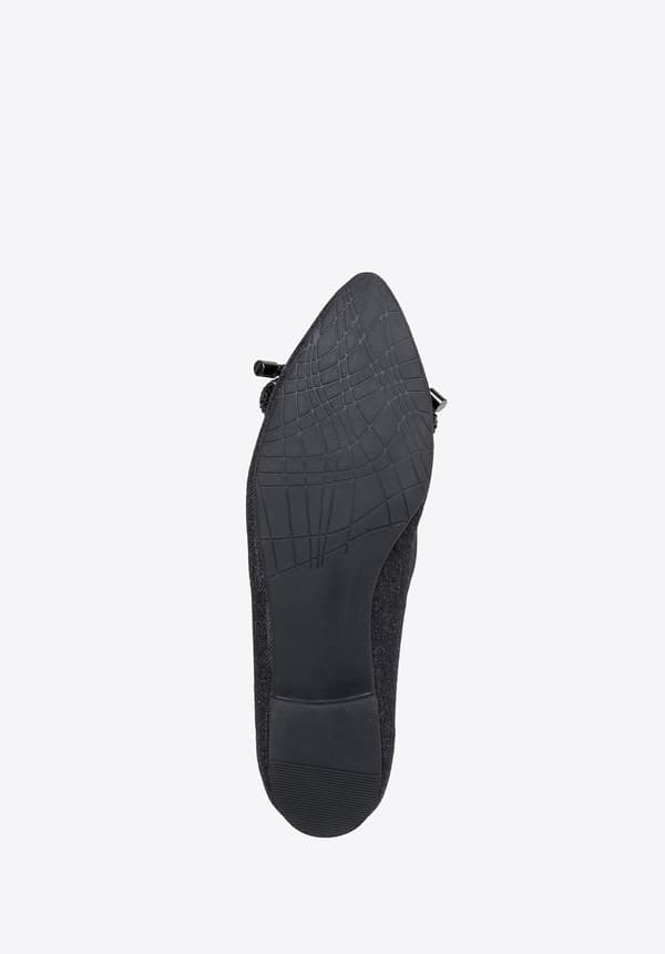 Wittchen Dames Denim Balletsko med Skinnende Sløjfe, Sort Syntetisk Materiale