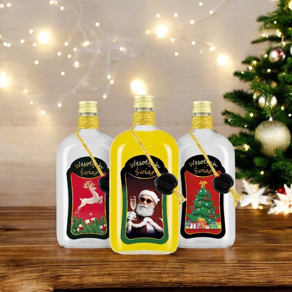 10x Klassiska 500ml premiumglasflaskor dekorerade för jullikörer