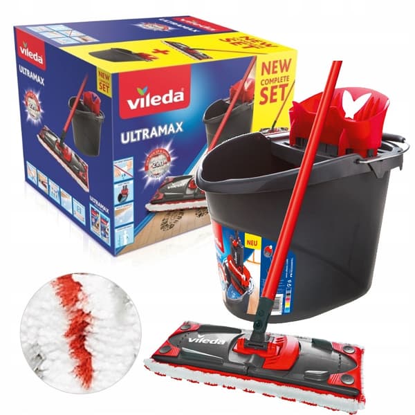 Litteä moppi ja puristin + Vileda Ultramax BOX -ämpäri