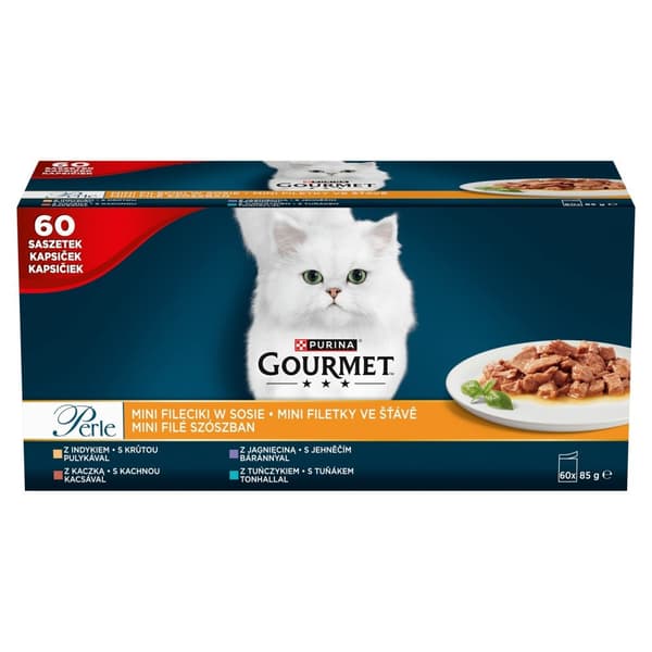 PURINA GOURMET PERLE våtfoder för katter 60x85 g anka