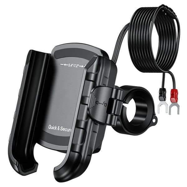 BIKETEC Moottoripyörän puhelinpidike QUICK LOCK USB 3.0 PD ohjaustangolla