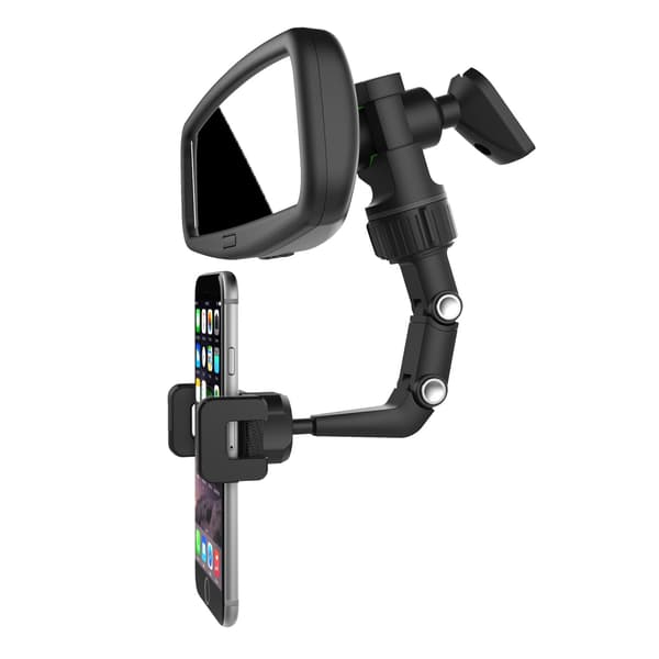Justerbar holder til bakspejl til smartphone, sort