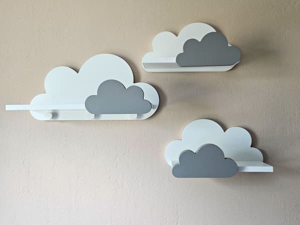 Cloud Shelves Set om 3 MOLI med galgar - Premium