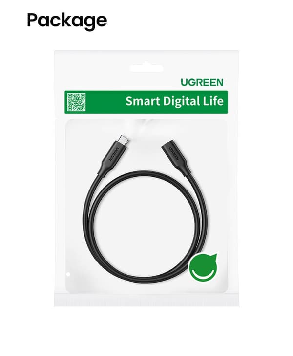 UGREEN USB-C 3.1 Gen2 forlængerkabel, 4K, 100W, 1m US353 (sort)