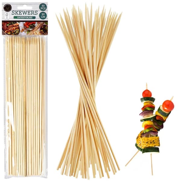 Bambus kebabspyd 30 cm 50 stk.