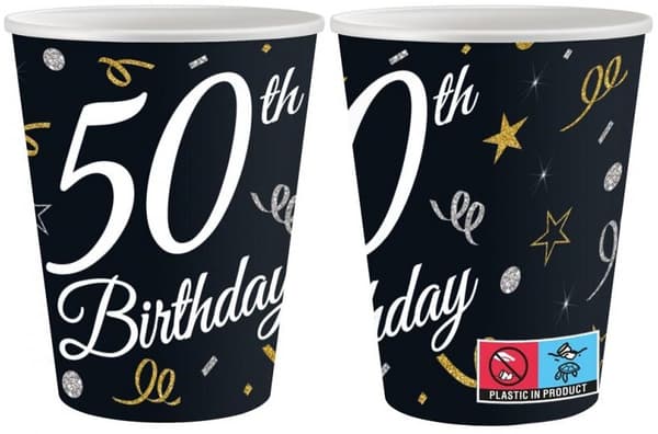 Pappmuggar 50-årsfödelsedag 250ml 6 st.