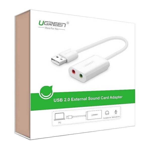 UGREEN US205 Eksternt USB-lydkort 15 cm (Hvid)