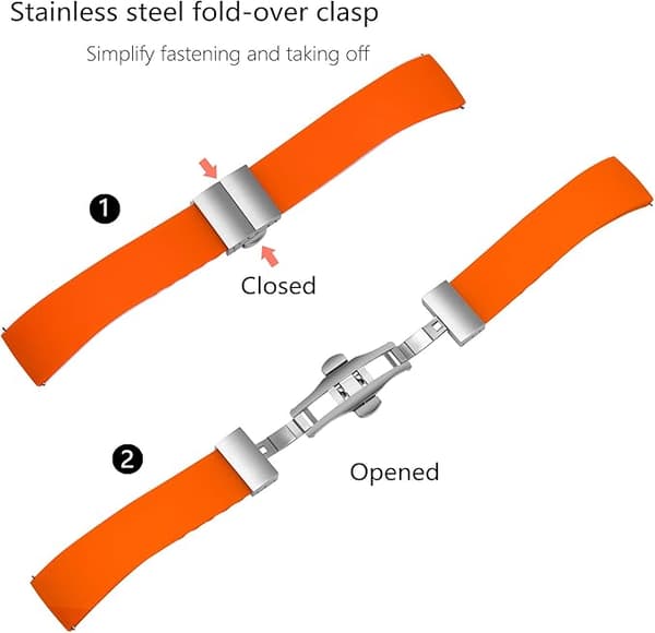 ORANGE SILIKONKLOCKAARMBAND UNIVERSAL SILVERSPÄNNE 16MM