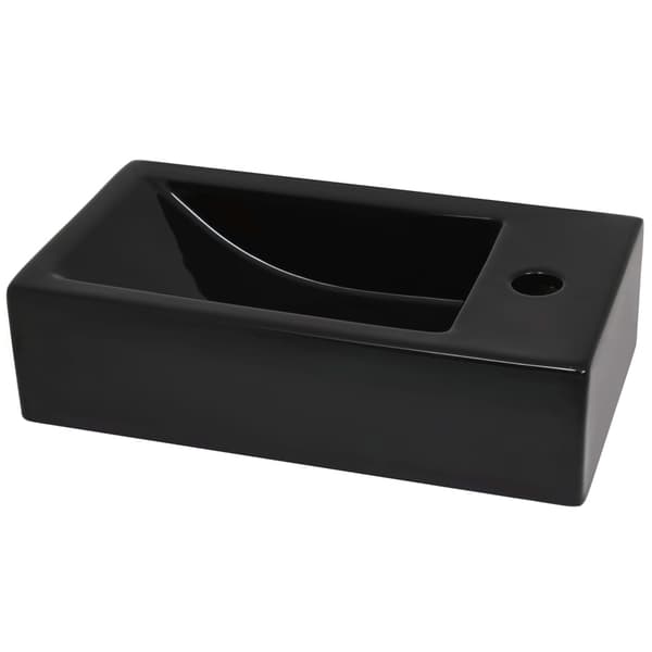 vidaXL rektangulær håndvask med hanehul 46x25,5x12 cm sort