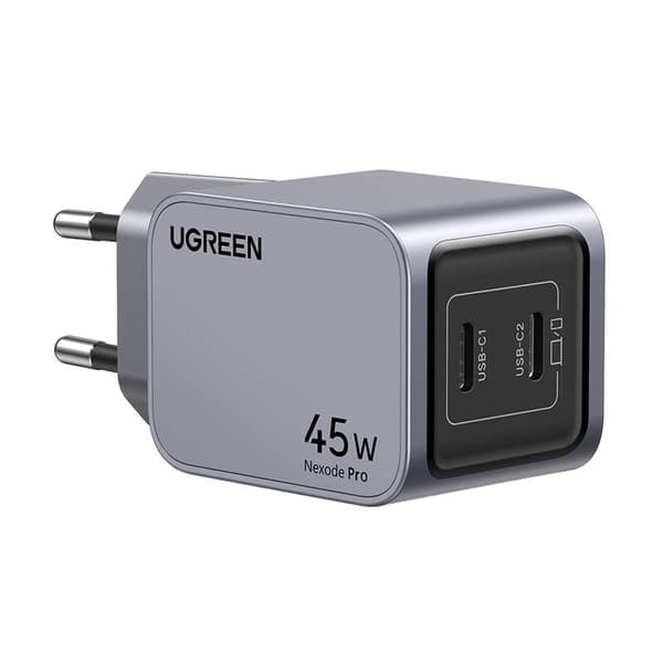 Ugreen Nexode Pro 45W seinälaturi, 2x USB-C (harmaa)