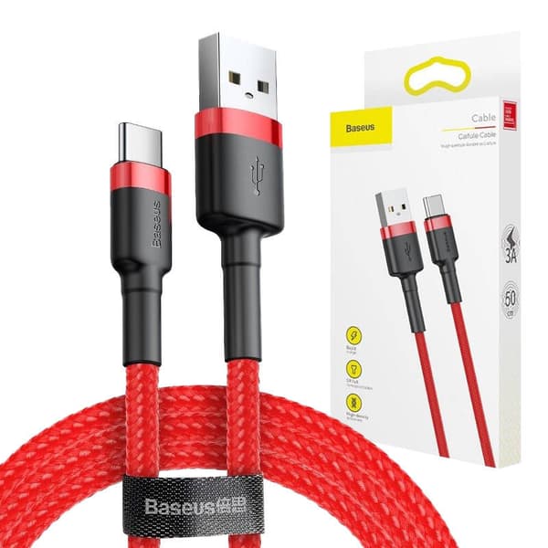 Baseus Cafule 3A USB till USB-C-kabel 0,5 m (röd)