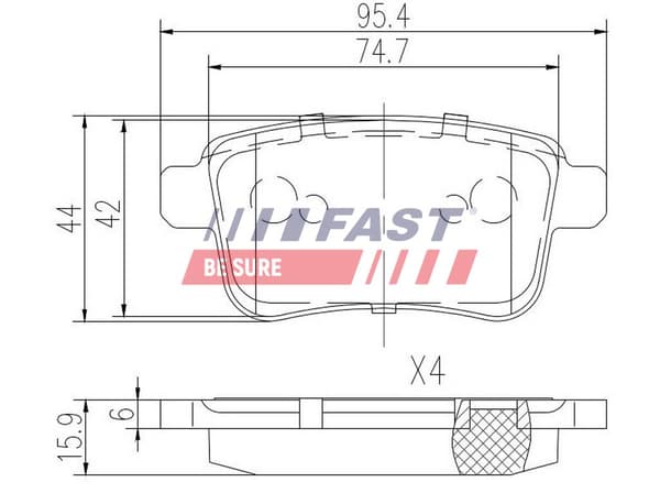 BAKRE BROMSBELÄGG FT29528 FAST