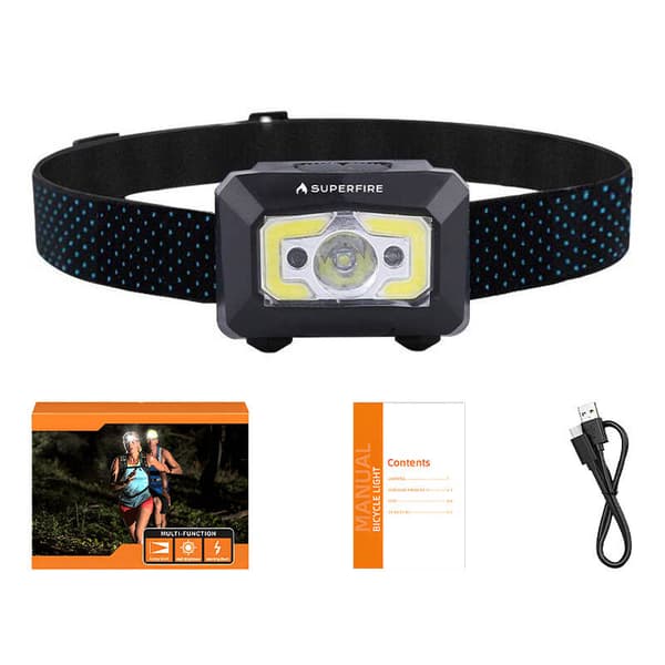 Superfire X30 -otsalamppu, 340lm, USB